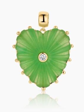 Thatch Light Green Jade Heart Bail Charm